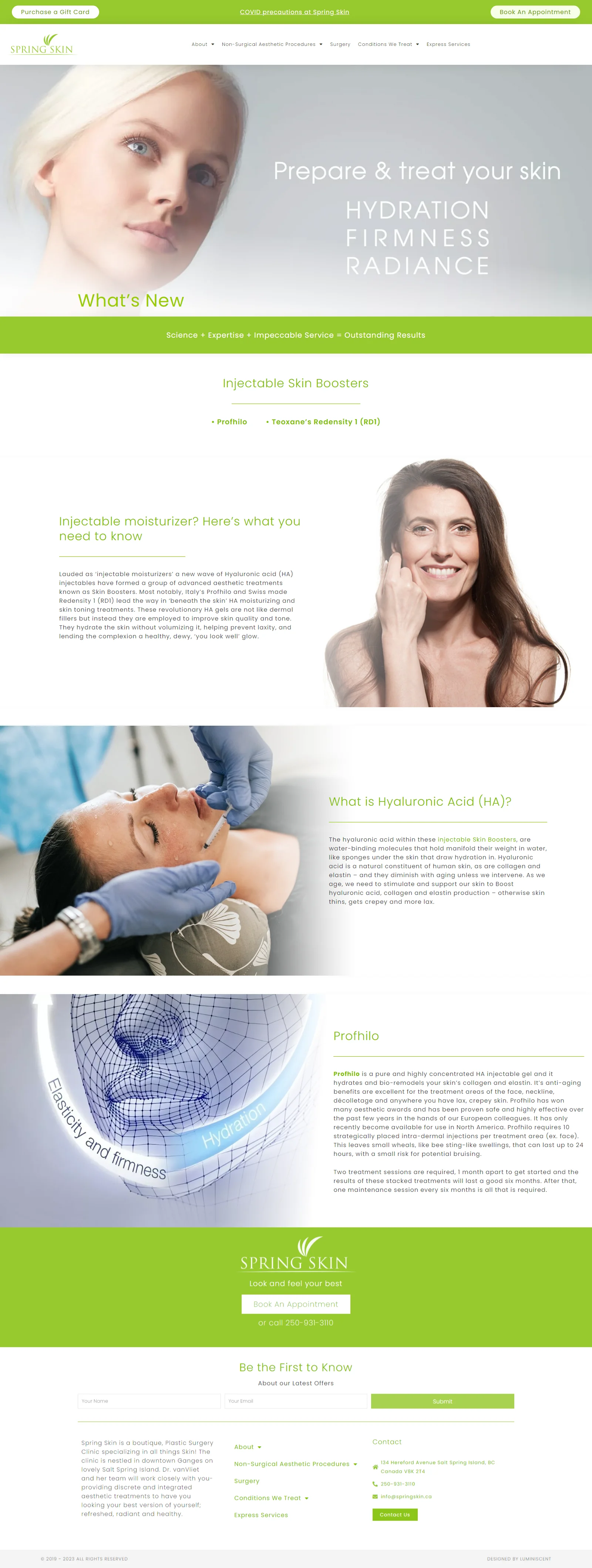 A website design for SpringSkin.ca, a cosmetic clinic offering spa services and skincare treatments. | Triple Dub Media