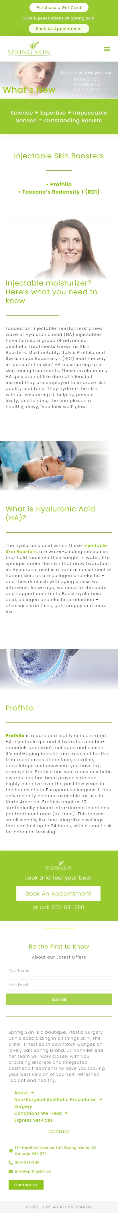 A green and white page with a green background, dedicated to SpringSkin skincare products. | Triple Dub Media