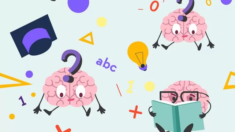 55632664 Puzzled And Confused Brain Characters Reading 2